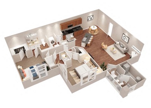 2 Bed 2 Bath Floor Plan with 1,187 Sq. Ft. at SomerHill Farms Apartments, Gainesville